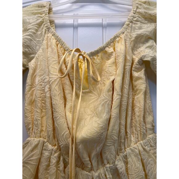 Tularosa Women’s Off The Shoulder Ida Ruffle Hem Floral Romper Size S Yellow - Picture 3 of 5